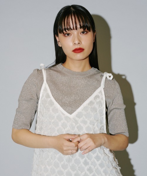 terrace(テラス)の「フリンジジャカードキャミワンピース(ワンピース・レディース・オフホワイト/ピンクベージュ/ブラック・MEDIUM)」の14枚目の写真