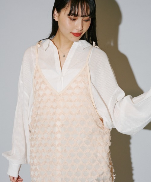 terrace(テラス)の「フリンジジャカードキャミワンピース(ワンピース・レディース・オフホワイト/ピンクベージュ/ブラック・MEDIUM)」の8枚目の写真