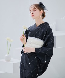 Sugar nine アーガイルビジュー浴衣 ブラック 即日発送】セパレートアーガイルビジュー浴衣【浴衣4点セット