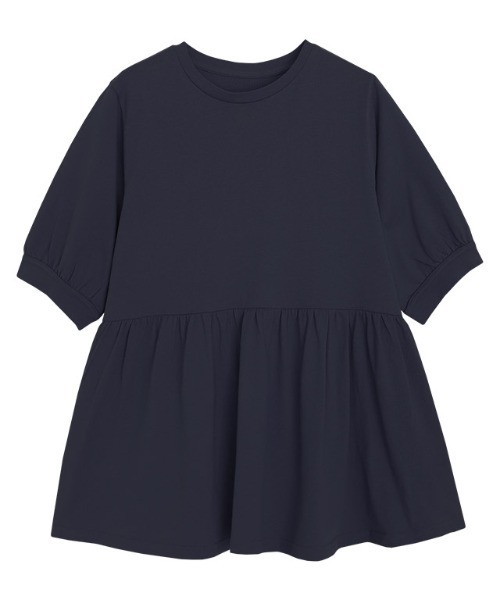 Pierrot(ピエロ)の「綿100%ペプラム半袖Tシャツ(Tシャツ/カットソー・レディース・ブルー/ブラック/オフホワイト/ネイビー/チャコール・L/M/S)」の11枚目の写真