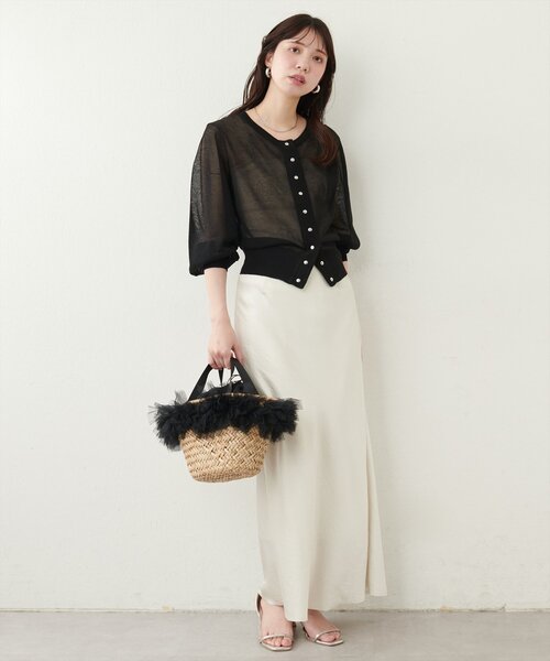 natural couture（ナチュラルクチュール）の「ドット釦シアーカーデ（カーディガン/ボレロ・レディース・ラベンダー/ミント/オフホワイト/グレイッシュベージュ/サックスブルー/ブラック・FREE）」の16枚目の写真