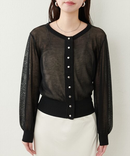 natural couture（ナチュラルクチュール）の「ドット釦シアーカーデ（カーディガン/ボレロ・レディース・ラベンダー/ミント/オフホワイト/グレイッシュベージュ/サックスブルー/ブラック・FREE）」の17枚目の写真