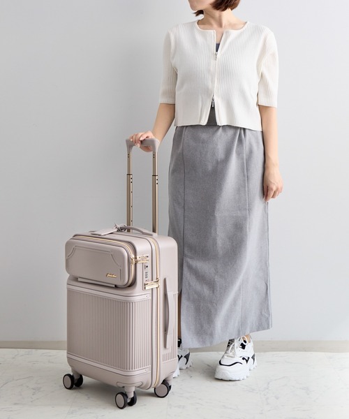 Jewelna Rose（ジュエルナローズ）の「コゼット・スーツケース 機内持ち込みサイズ 33L 05541（スーツケース/キャリーバッグ・レディース・ホワイト/グレイッシュベージュ/イエロー・FREE）」の6枚目の写真