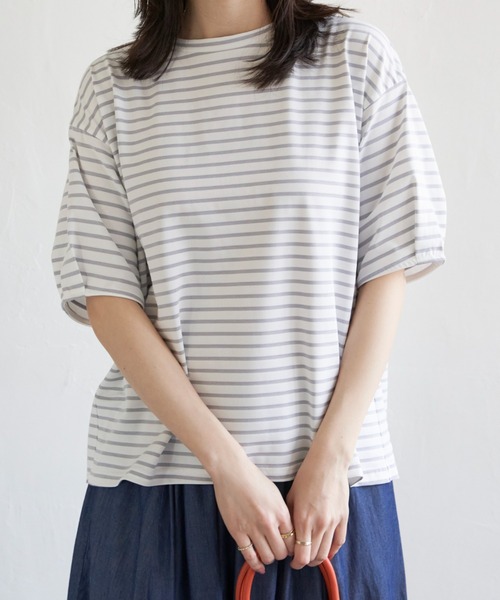 ikka(イッカ)の「【接触冷感/親子コーデ】冷感バックシャンプルオーバー(Tシャツ/カットソー・レディース・グリーン/ブルー/グレー/オフホワイト・M/L/S)」の3枚目の写真