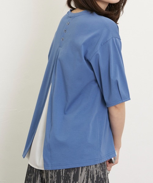 ikka(イッカ)の「【接触冷感/親子コーデ】冷感バックシャンプルオーバー(Tシャツ/カットソー・レディース・グリーン/ブルー/グレー/オフホワイト・M/L/S)」の1枚目の写真