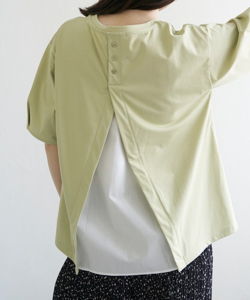 ikka(イッカ)の「【接触冷感/親子コーデ】冷感バックシャンプルオーバー(Tシャツ/カットソー・レディース・グリーン/ブルー/グレー/オフホワイト・M/L/S)」の4枚目の写真
