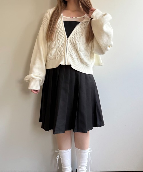 hugi(ハギ)の「RIBBON KNIT HOODIE/リボンニットフーディ(ニット/セーター・レディース・サックスブルー/オフホワイト/グレー・FREE)」の1枚目の写真