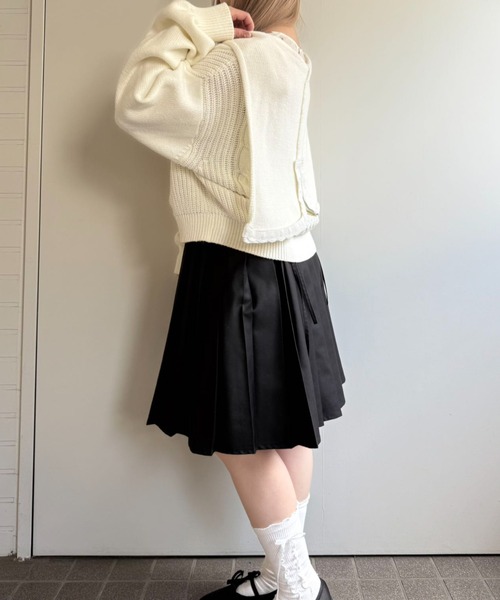 hugi(ハギ)の「RIBBON KNIT HOODIE/リボンニットフーディ(ニット/セーター・レディース・サックスブルー/オフホワイト/グレー・FREE)」の17枚目の写真