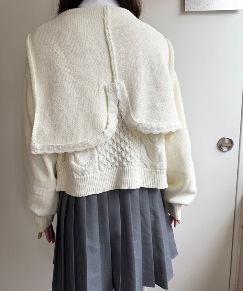 hugi(ハギ)の「RIBBON KNIT HOODIE/リボンニットフーディ(ニット/セーター・レディース・サックスブルー/オフホワイト/グレー・FREE)」の19枚目の写真