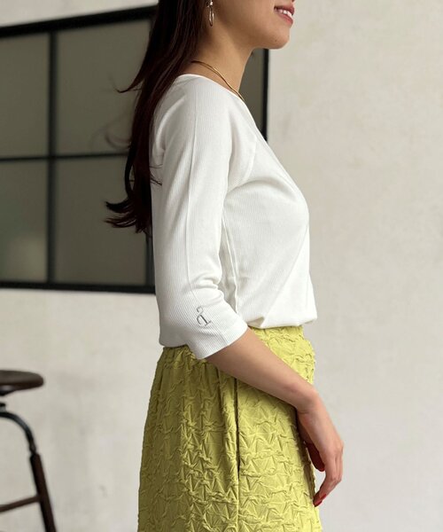 Chez toi（シェトワ）の「7分袖アシメT（Tシャツ/カットソー・レディース・ホワイト/グレー・FREE）」の7枚目の写真