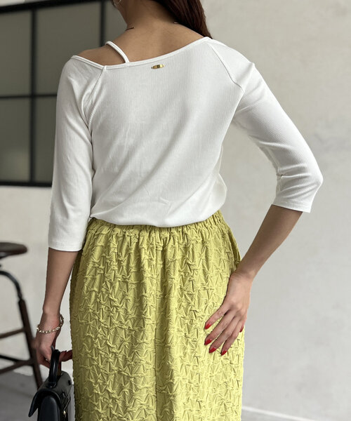 Chez toi（シェトワ）の「7分袖アシメT（Tシャツ/カットソー・レディース・ホワイト/グレー・FREE）」の8枚目の写真