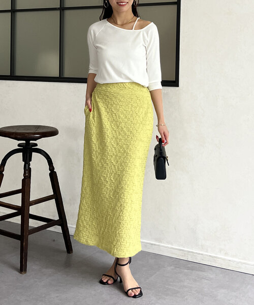 Chez toi（シェトワ）の「7分袖アシメT（Tシャツ/カットソー・レディース・ホワイト/グレー・FREE）」の9枚目の写真