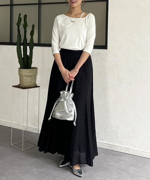 Chez toi（シェトワ）の「7分袖アシメT（Tシャツ/カットソー・レディース・ホワイト/グレー・FREE）」の13枚目の写真