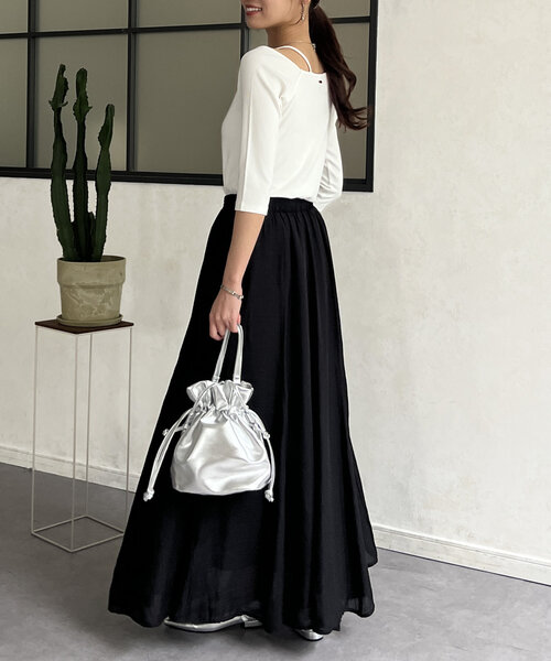 Chez toi（シェトワ）の「7分袖アシメT（Tシャツ/カットソー・レディース・ホワイト/グレー・FREE）」の14枚目の写真