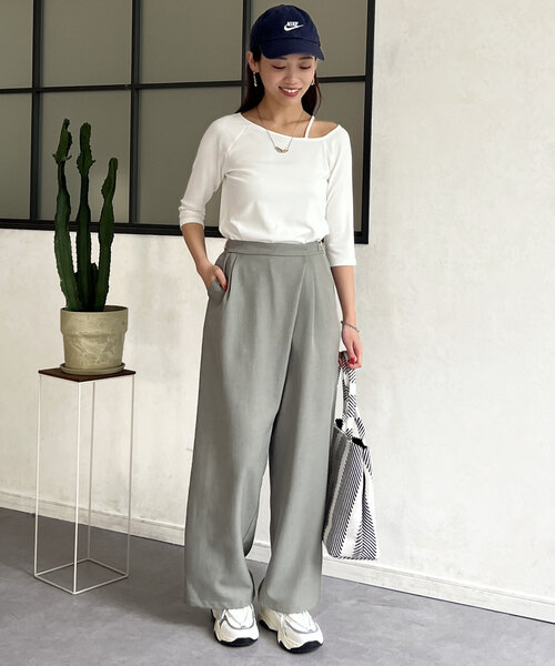 Chez toi（シェトワ）の「7分袖アシメT（Tシャツ/カットソー・レディース・ホワイト/グレー・FREE）」の16枚目の写真