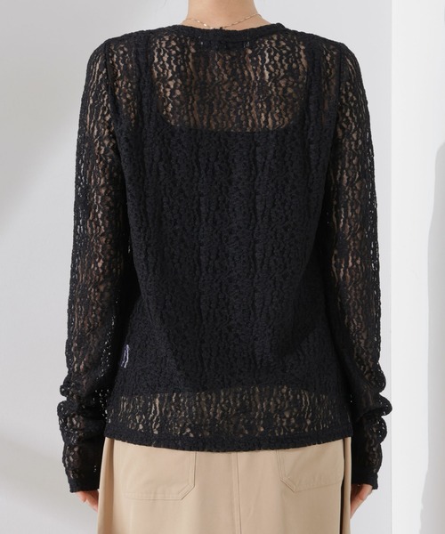 NANO universe（ナノユニバース）の「シアーレースカットトップス（Tシャツ/カットソー・レディース・ブラック/ホワイト/ベージュ・FREE）」の9枚目の写真