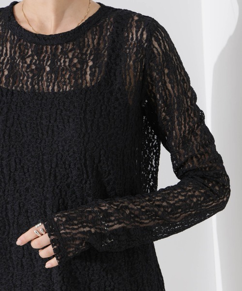 NANO universe（ナノユニバース）の「シアーレースカットトップス（Tシャツ/カットソー・レディース・ブラック/ホワイト/ベージュ・FREE）」の11枚目の写真