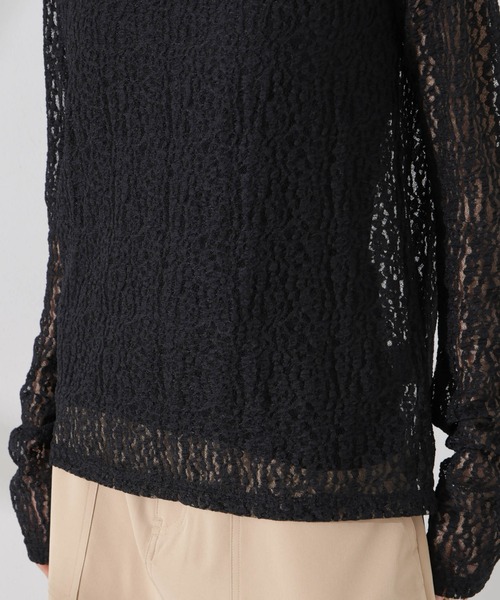 NANO universe（ナノユニバース）の「シアーレースカットトップス（Tシャツ/カットソー・レディース・ブラック/ホワイト/ベージュ・FREE）」の4枚目の写真