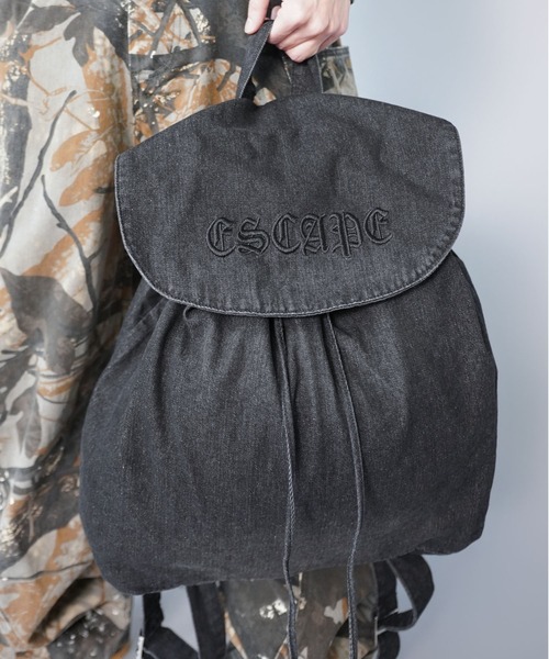 フェード加工デニムバックパック/大容量/Y2K/グランジ/ユニセックス