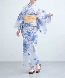 aimoha（アイモハ）の「花模様コットン浴衣4点セット ゆかた・へこ帯・下駄・髪飾り (SS)（浴衣）」