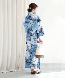 aimoha（アイモハ）の「花模様コットン浴衣4点セット ゆかた・へこ帯・下駄・髪飾り (SS)（浴衣）」