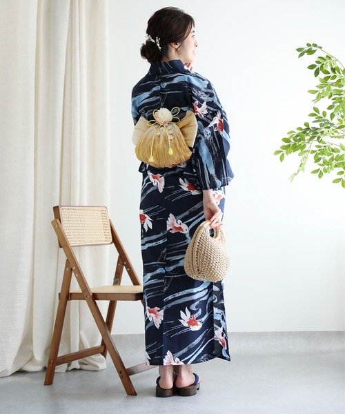 浴衣 4点セット 飾り紐、ヘコ帯、髪飾り付き 楽天市場】浴衣 レディース 4点set 4点セット 人気 ベージュ