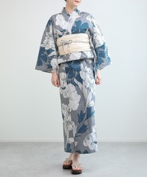 aimoha（アイモハ）の「花模様コットン浴衣4点セット ゆかた・へこ帯・下駄・髪飾り (SS)（浴衣）」