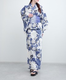 aimoha（アイモハ）の「花模様コットン浴衣4点セット ゆかた・へこ帯・下駄・髪飾り (SS)（浴衣）」
