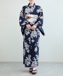 aimoha（アイモハ）の「花模様コットン浴衣4点セット ゆかた・へこ帯・下駄・髪飾り (SS)（浴衣）」