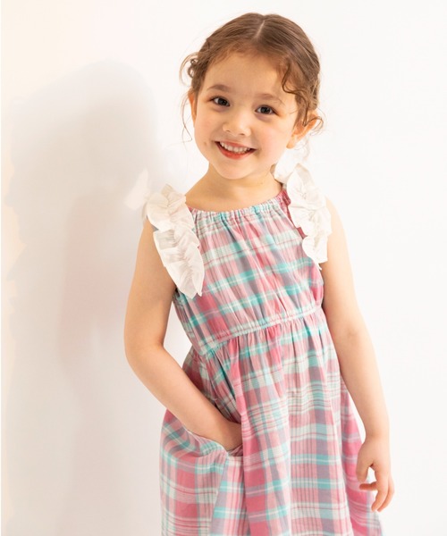 BRANSHES（ブランシェス）の「【綿100％】肩フリルワンピース（ワンピース・キッズ・アイボリー/ピンク/ネイビー・80/90/100/120/130/110/150/140）」の18枚目の写真