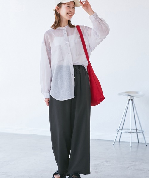 ROPE' PICNIC（ロペピクニック）の「【吸水速乾・防シワ】エフォートレスリラックスイージーワイドパンツ（その他パンツ・レディース・ライトグレー/チャコールグレー/ベージュ・40/38/36）」の4枚目の写真
