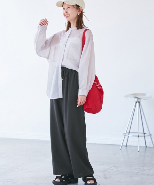 ROPE' PICNIC（ロペピクニック）の「【吸水速乾・防シワ】エフォートレスリラックスイージーワイドパンツ（その他パンツ・レディース・ライトグレー/チャコールグレー/ベージュ・40/38/36）」の5枚目の写真