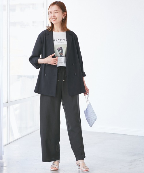 ROPE' PICNIC（ロペピクニック）の「【吸水速乾・防シワ】エフォートレスリラックスイージーワイドパンツ（その他パンツ・レディース・ライトグレー/チャコールグレー/ベージュ・40/38/36）」の7枚目の写真