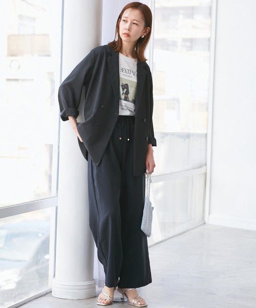 ROPE' PICNIC（ロペピクニック）の「【吸水速乾・防シワ】エフォートレスリラックスイージーワイドパンツ（その他パンツ・レディース・ライトグレー/チャコールグレー/ベージュ・40/38/36）」の9枚目の写真