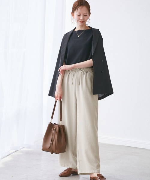 ROPE' PICNIC（ロペピクニック）の「【吸水速乾・防シワ】エフォートレスリラックスイージーワイドパンツ（その他パンツ・レディース・ライトグレー/チャコールグレー/ベージュ・40/38/36）」の16枚目の写真