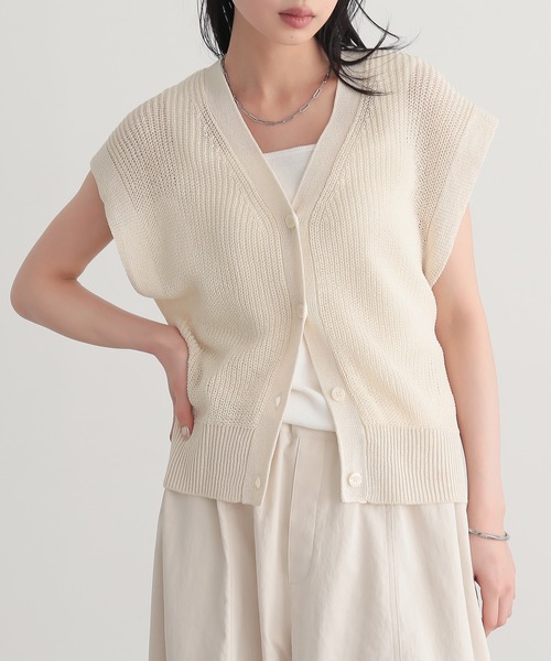 ANAYI｜アセテートポリエステルノースリーブプルオーバー