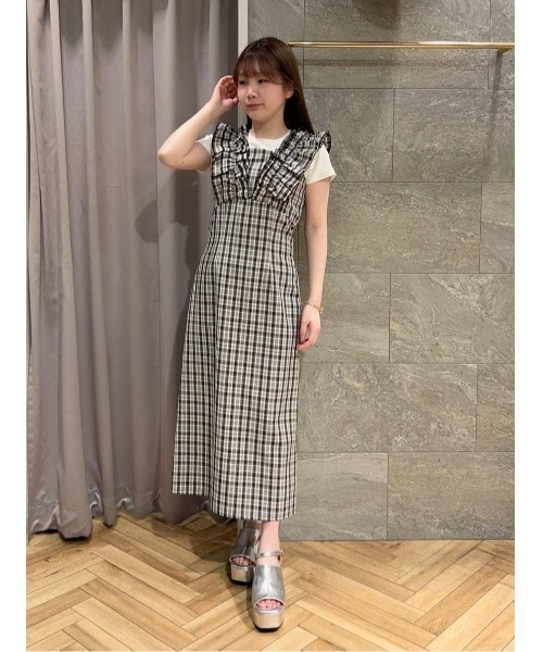 REDYAZEL(レディアゼル)の「2wayフリルショルダーチェックワンピース(ワンピース・レディース・ブラック/ベージュ/ブルー・SMALL/MEDIUM)」の16枚目の写真