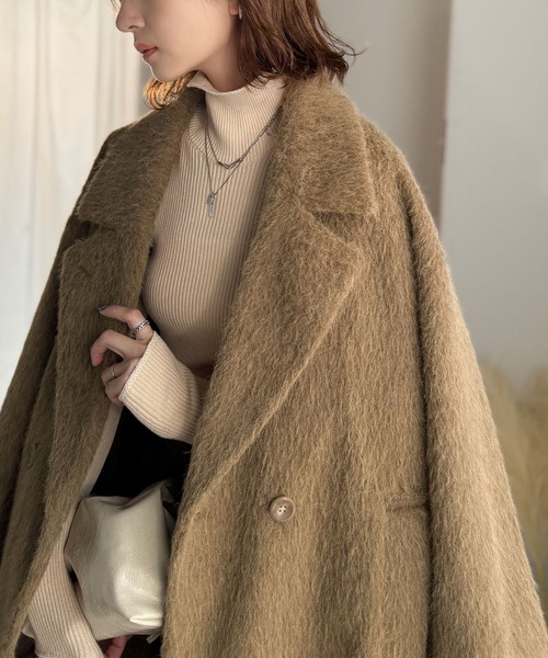 セール】ふわり纏うだけで上品見え。2wayシャギーダブルビックカラー