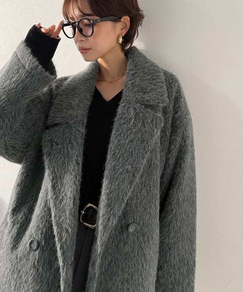 セール】ふわり纏うだけで上品見え。2wayシャギーダブルビックカラー