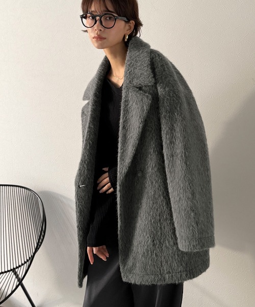 セール】ふわり纏うだけで上品見え。2wayシャギーダブルビックカラー