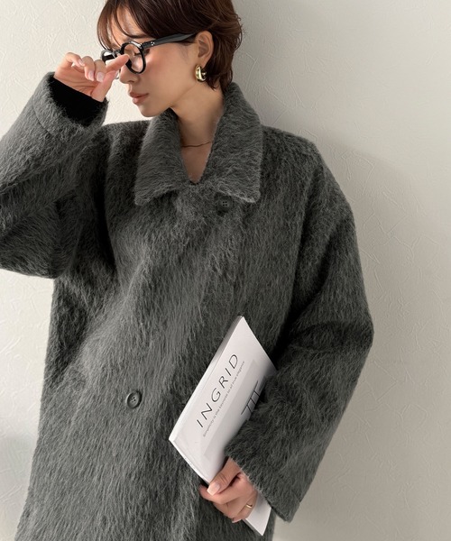 セール】ふわり纏うだけで上品見え。2wayシャギーダブルビックカラー