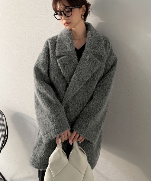 セール】ふわり纏うだけで上品見え。2wayシャギーダブルビックカラー