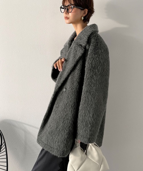 セール】ふわり纏うだけで上品見え。2wayシャギーダブルビックカラー