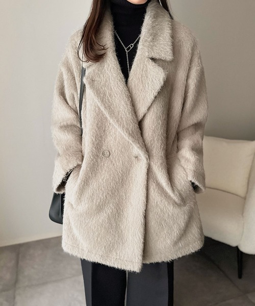 ウール×モヘヤブレンド シャギー ビッグ ジャケット　コート ウール×モヘヤブレンド シャギー ビッグ ジャケット コート - メルカリ