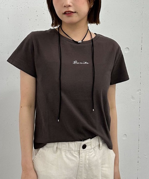 archives（アルシーヴ）の「ロゴ刺繍チビＴｅｅ（Tシャツ/カットソー・レディース・オフホワイト/チャコールグレー/ネイビー/イエロー・MEDIUM）」の16枚目の写真