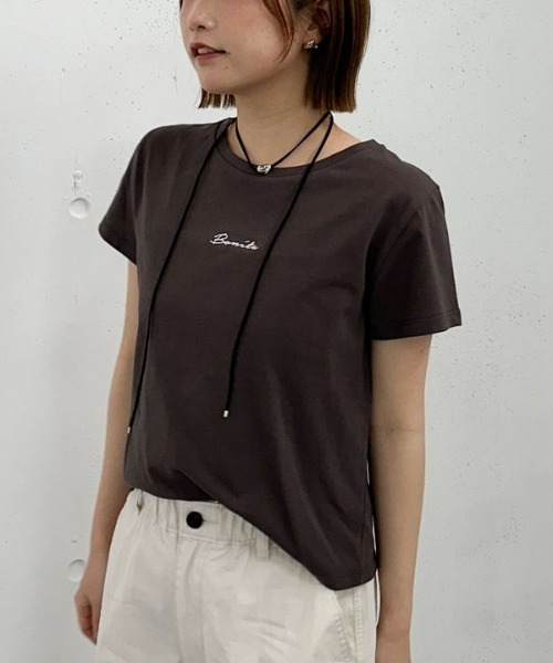 archives（アルシーヴ）の「ロゴ刺繍チビＴｅｅ（Tシャツ/カットソー・レディース・オフホワイト/チャコールグレー/ネイビー/イエロー・MEDIUM）」の15枚目の写真