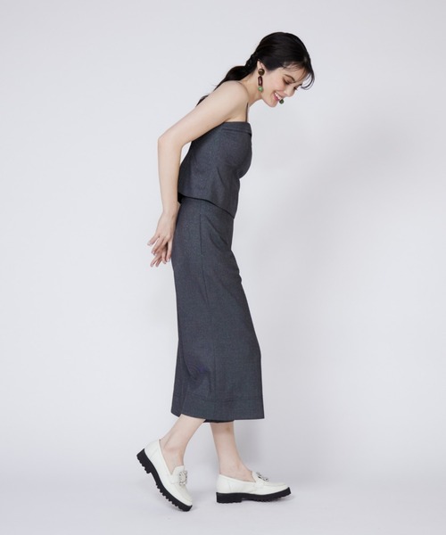 セール】煌めきストレッチツイル ラメデニムハイウエストパンツ
