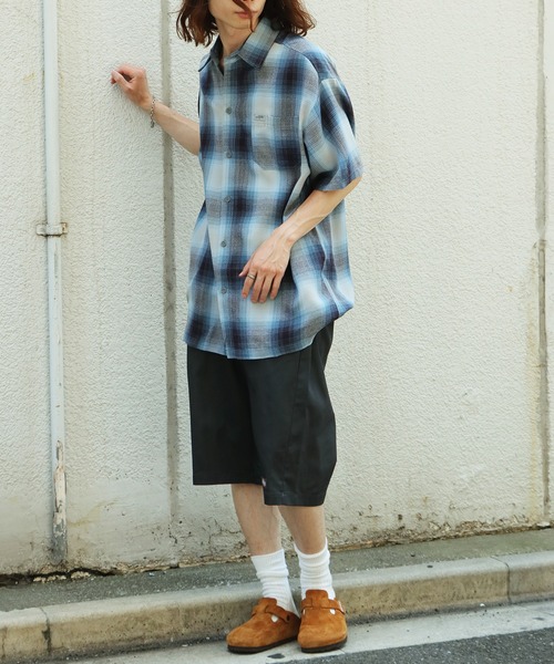 Cal Top（キャルトップ）の「CALTOP/キャルトップ ART2000 SHORT SLEEVE SHIRT チェックシャツ オンブレチェック（シャツ/ブラウス・メンズ・ブラウン/スカイブルー系/ブルー/グリーン系その他/ネイビー×ホワイト/ブラック×ホワイト/ブラック/グレー・S/M/L/XL）」の8枚目の写真