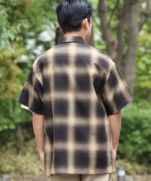 Cal Top（キャルトップ）の「CALTOP/キャルトップ ART2000 SHORT SLEEVE SHIRT チェックシャツ オンブレチェック（シャツ/ブラウス・メンズ・ブラウン/スカイブルー系/ブルー/グリーン系その他/ネイビー×ホワイト/ブラック×ホワイト/ブラック/グレー・S/M/L/XL）」の15枚目の写真