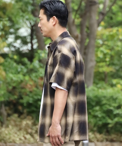 Cal Top（キャルトップ）の「CALTOP/キャルトップ ART2000 SHORT SLEEVE SHIRT チェックシャツ オンブレチェック（シャツ/ブラウス・メンズ・ブラウン/スカイブルー系/ブルー/グリーン系その他/ネイビー×ホワイト/ブラック×ホワイト/ブラック/グレー・S/M/L/XL）」の14枚目の写真